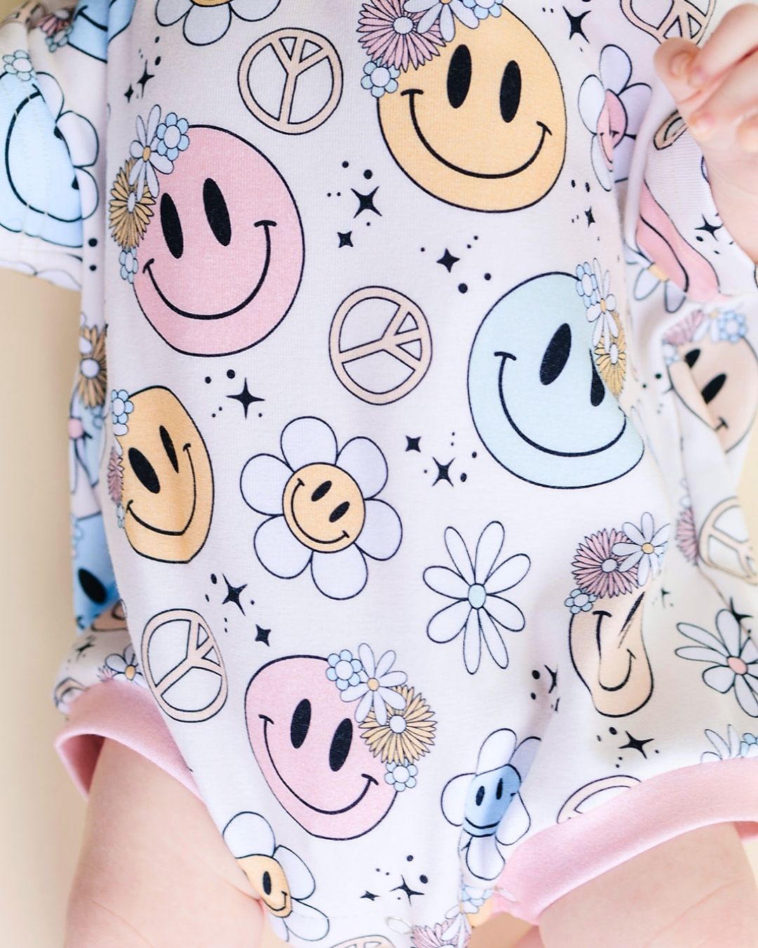Short Sleeve Bubble Romper | Groovy Girl - LUCKY PANDA KIDS