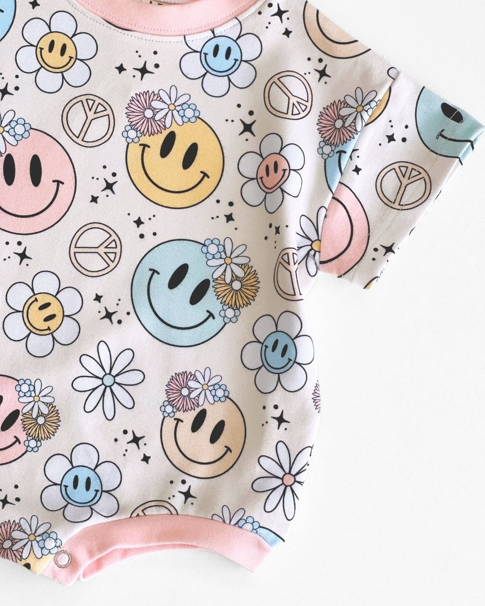 Short Sleeve Bubble Romper | Groovy Girl - LUCKY PANDA KIDS