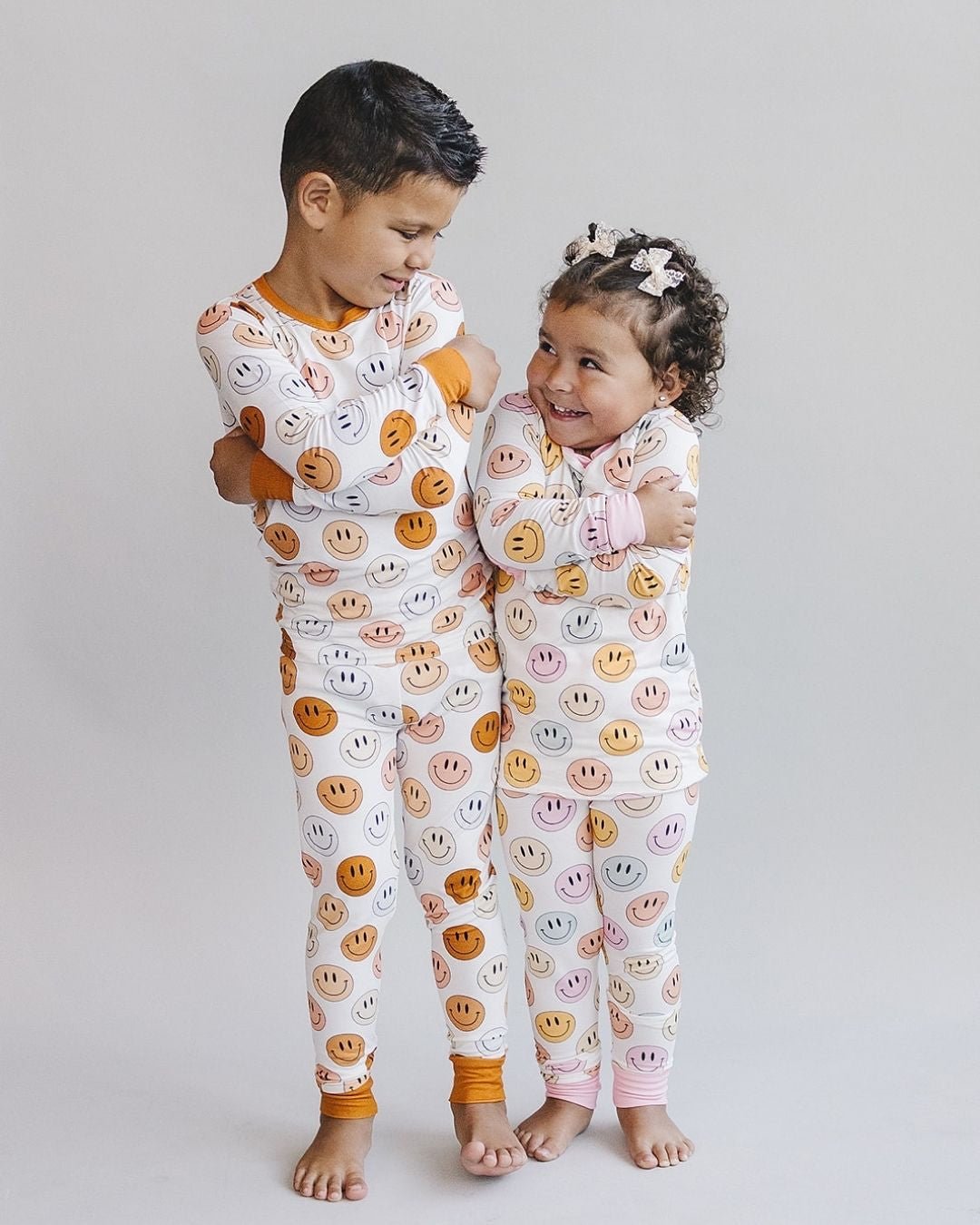 Smiley Bamboo Two Piece Set | Copper - Romper - LUCKY PANDA KIDS