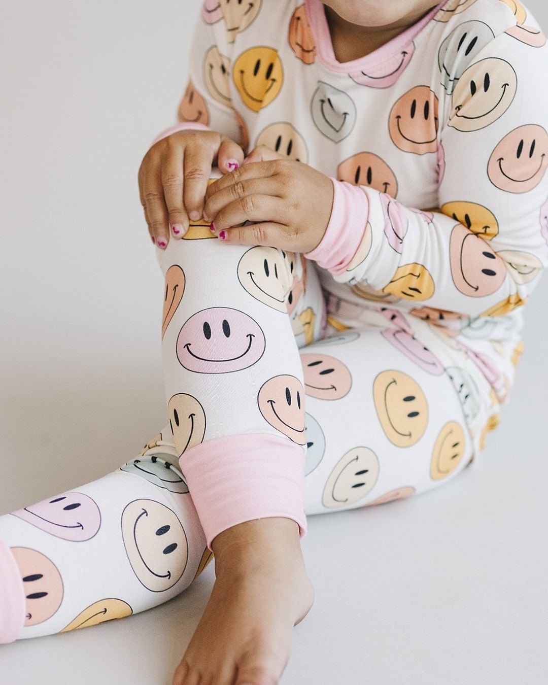Smiley Bamboo Two Piece Set | Pink - Romper - LUCKY PANDA KIDS