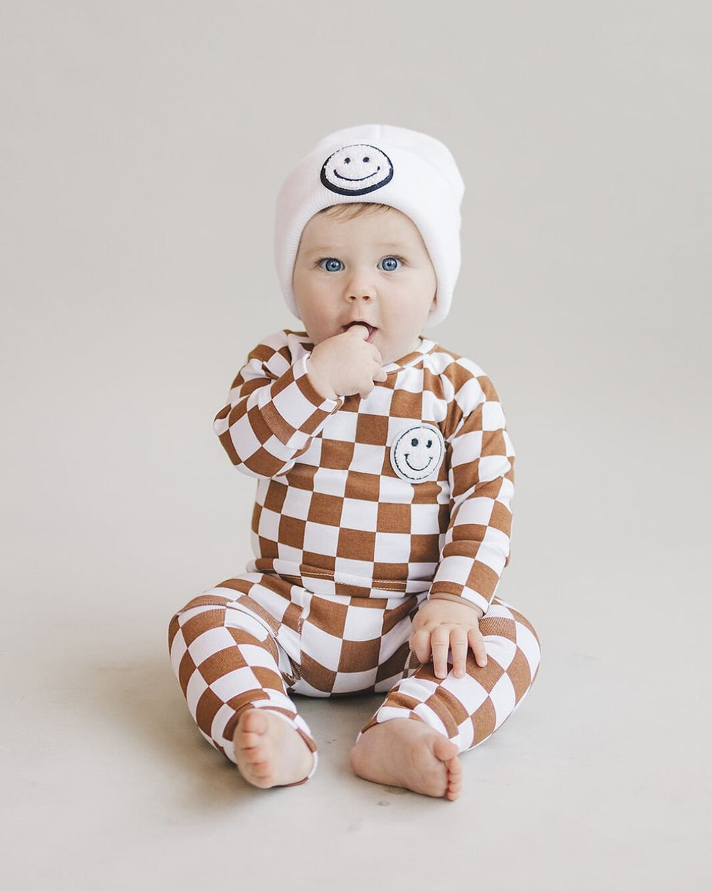 Smiley Beanie | White - Beanie - LUCKY PANDA KIDS