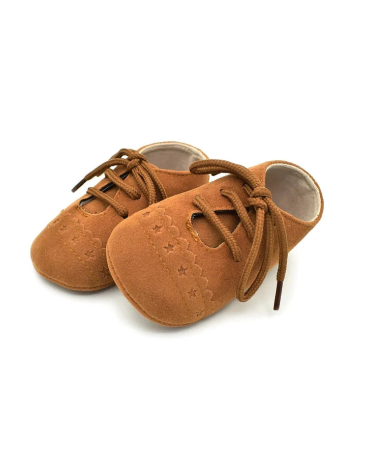 Suede Baby Oxfords, Brown - LUCKY PANDA KIDS