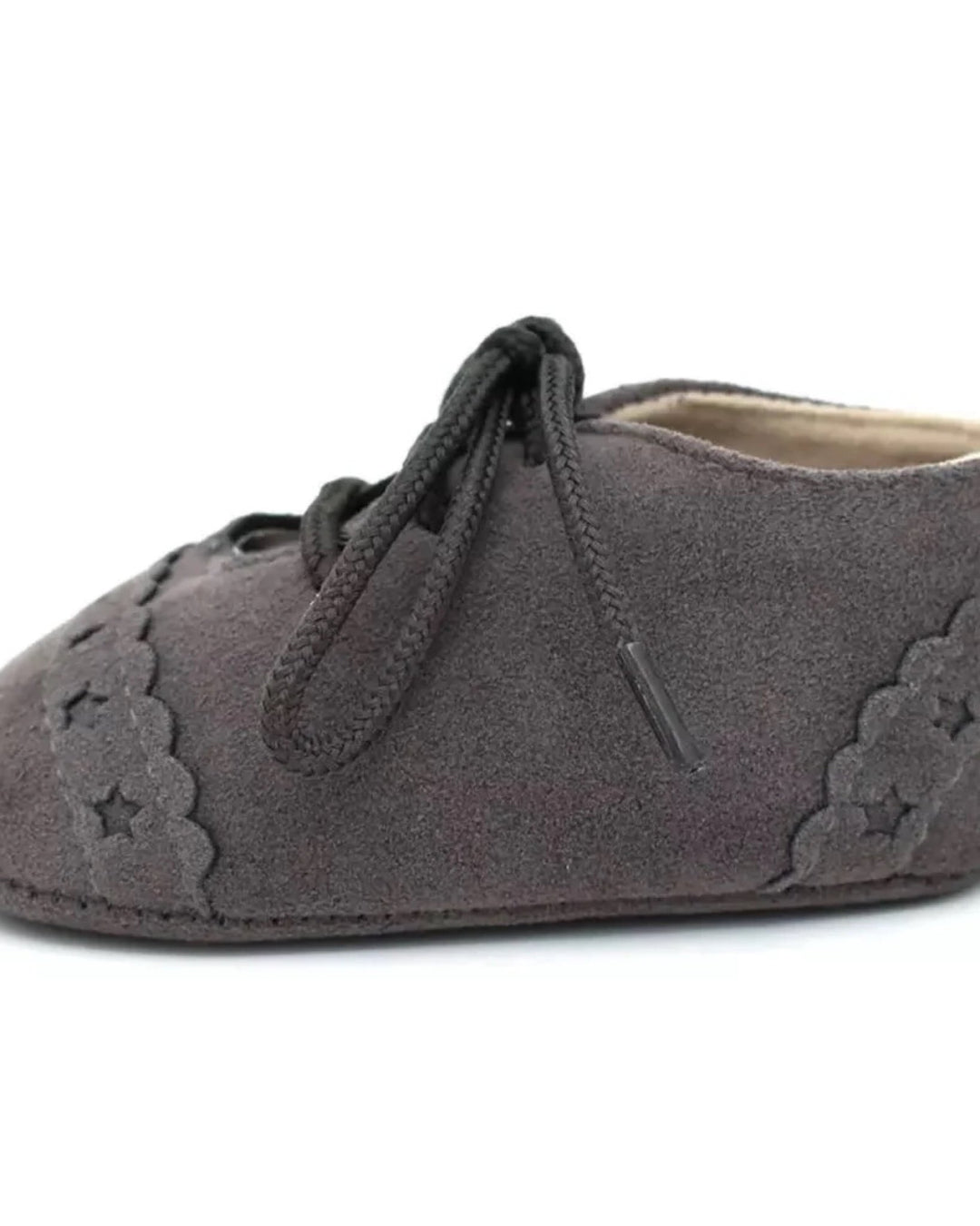 Suede Baby Oxfords, Charcoal - Baby Shoes - LUCKY PANDA KIDS