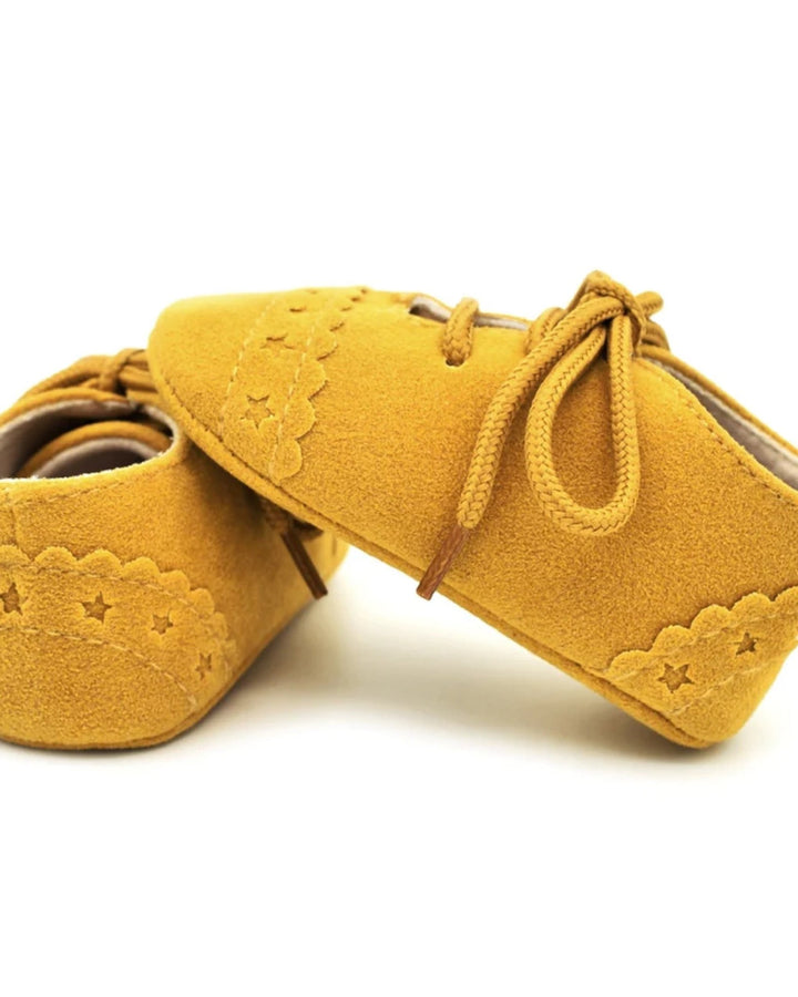 Suede Baby Oxfords, Mustard - Shoes - LUCKY PANDA KIDS