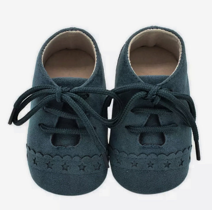 Suede Baby Oxfords, Teal - Shoes - LUCKY PANDA KIDS
