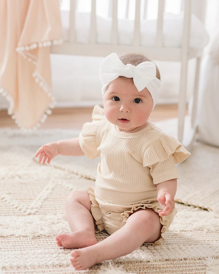 Vanilla Ribbed Shorts Set - Baby & Toddler Outfits - LUCKY PANDA KIDS