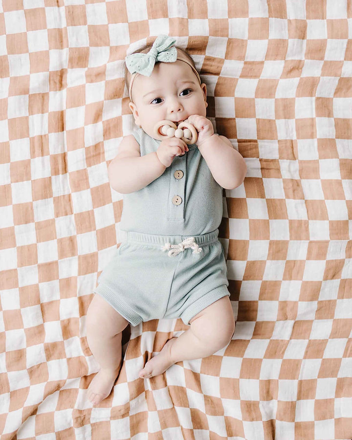 Waffle Set, Mint - Baby & Toddler Clothing - LUCKY PANDA KIDS