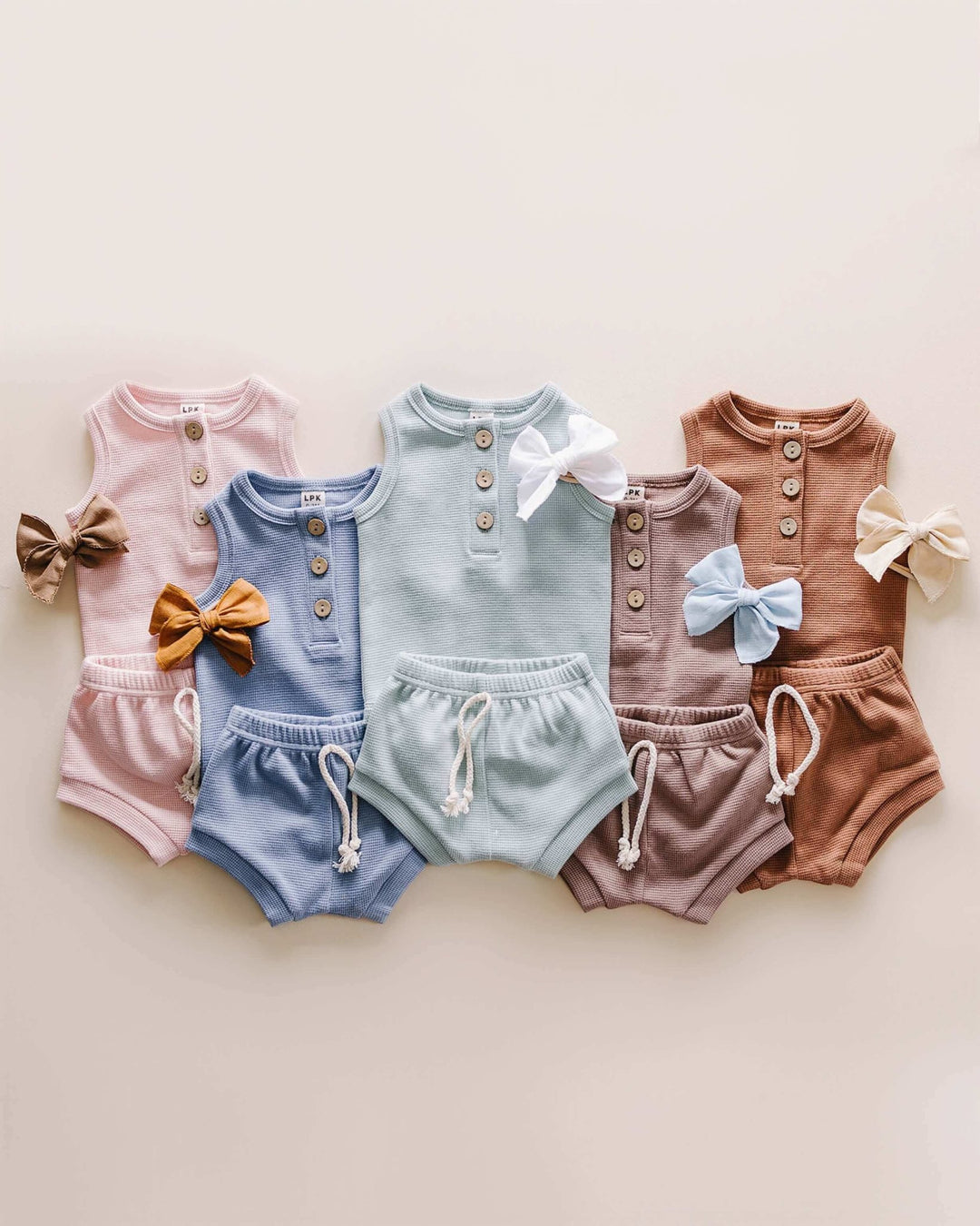 Waffle Set, Pink - Baby & Toddler Clothing - LUCKY PANDA KIDS