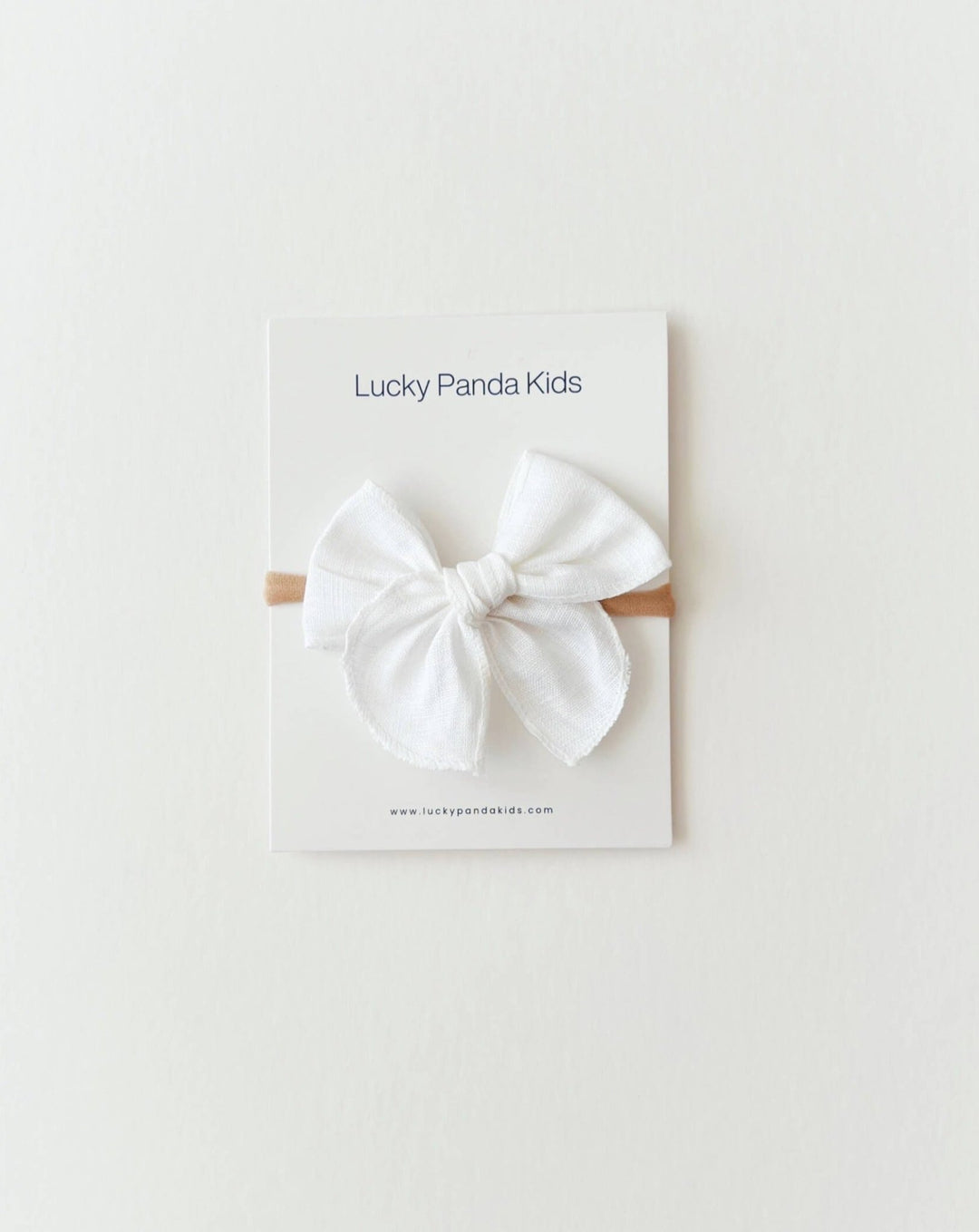 White Linen Bows - LUCKY PANDA KIDS